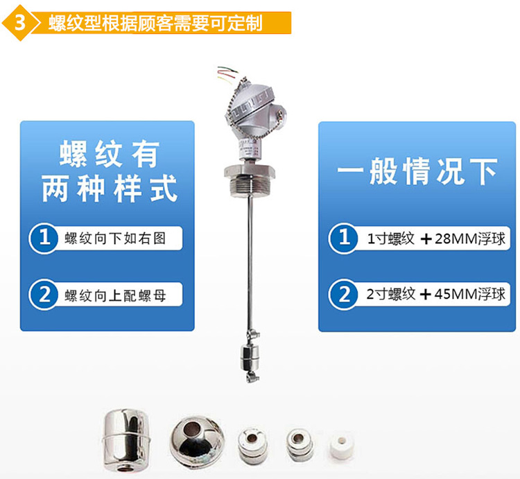 连杆浮球液位计螺纹分类图