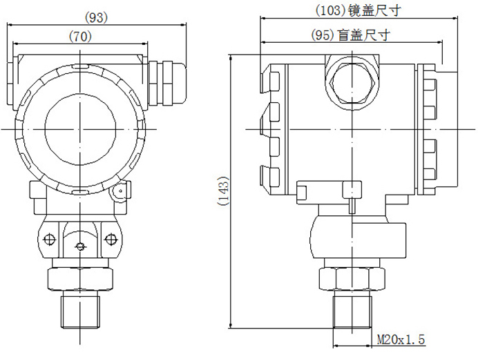 氯气压力变送器尺寸图