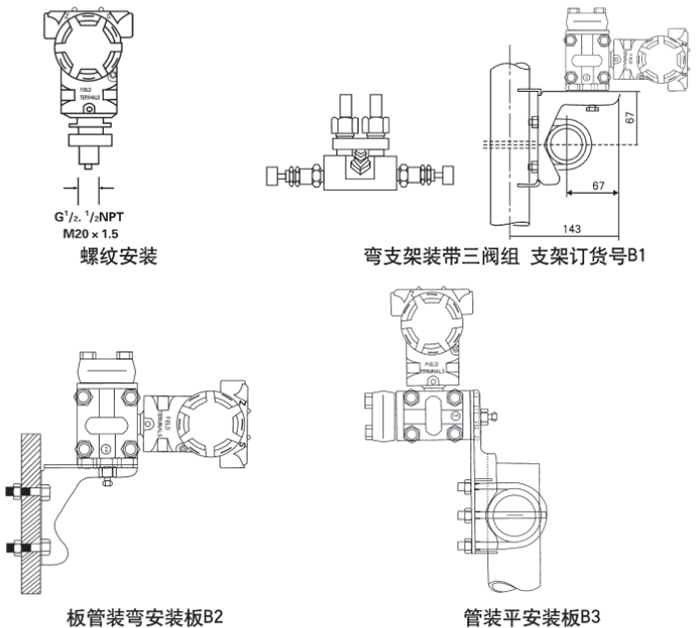 法兰压力变送器安装方式示意图